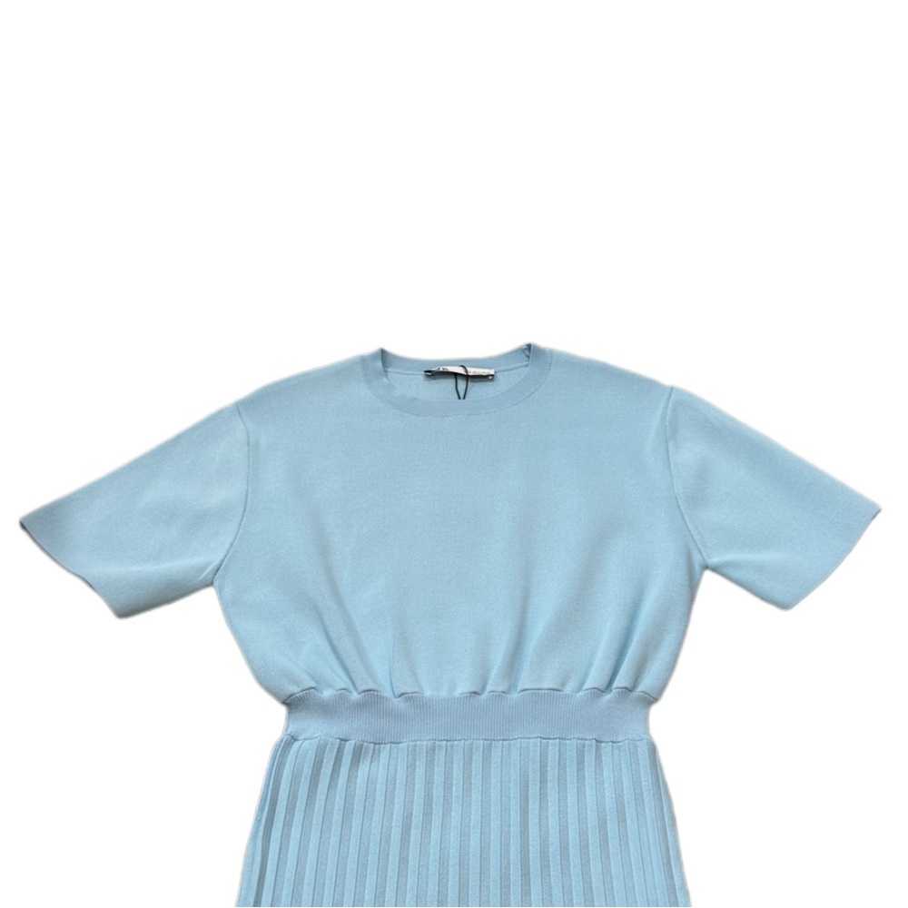 Zara Light Blue Mini Dress Size Small BNWT - Picture 4 of 9